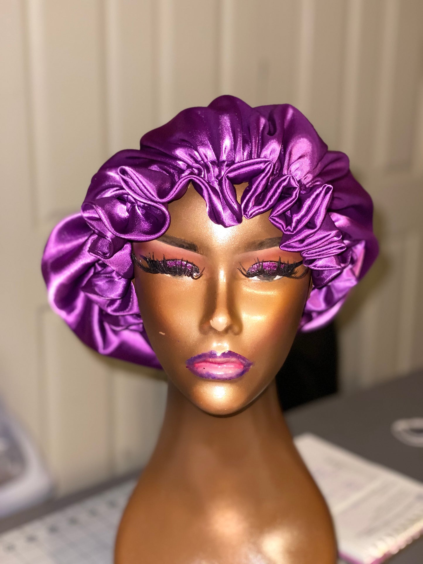 Solid Pinks & Purples Satin Bonnet